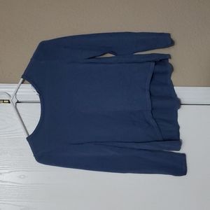 Size L. 3/4 sleeve light blue, crop top type shirt